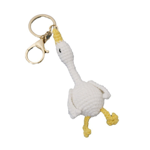 Pendentif cygne en laine tissée, porte-clés crocheté à la main, produit fini artisanal créatif