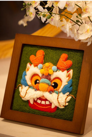 Kit de Matériel DIY Feutre de Laine Piqué Broderie Lion