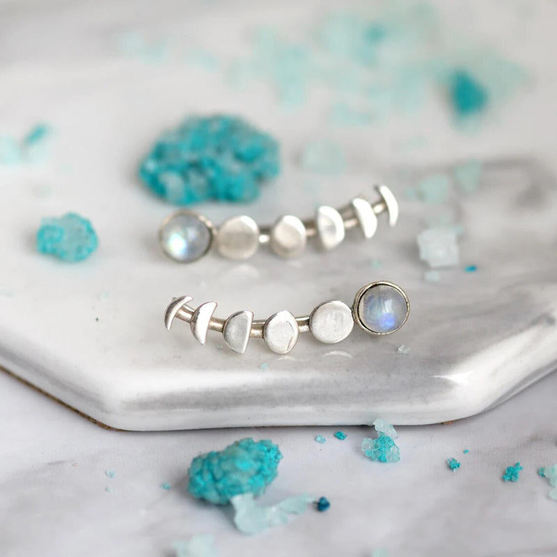 Buy Platinum Stud Earrings With A Classic Opal Bezel Setting online at Fashionner.