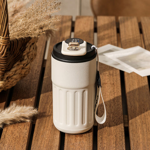 Bouteille Thermique Numérique Intelligente Tasse à Café Portable Bouteille d'Eau en Acier Inoxydable Tasse Isotherme pour Voiture Bouteilles Isothermes Gardant au Froid 450 ml