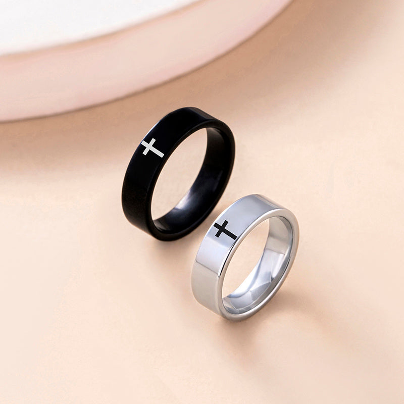 Cross Stainless Steel Couple Ring