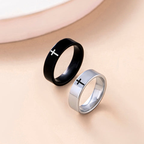 Bague Couple Acier Inoxydable Croix