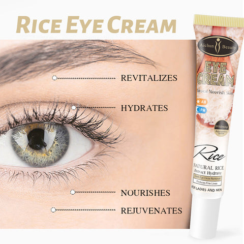 Crème Contour des Yeux au Riz Pour Éliminer les Poches et les Cernes, Atténuer les Ridules et Raffermir la Peau