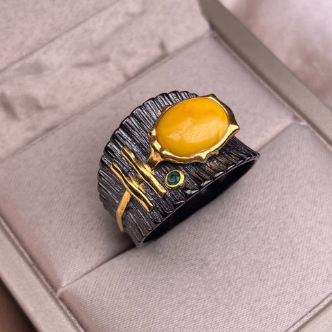 Buy Exaggerated-Style S925 Silver Inlaid Ring online at Fashionner.