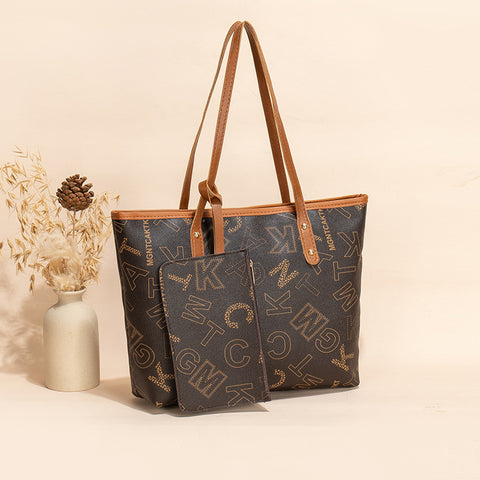 Sac bandoulière imprimé tendance mode Rétro grande capacité deux pièces pour femmes