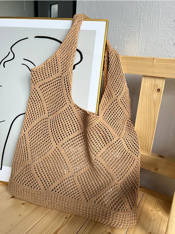 Women's Fashion Hollowed-out Shoulder Woven Bag - Fashionner