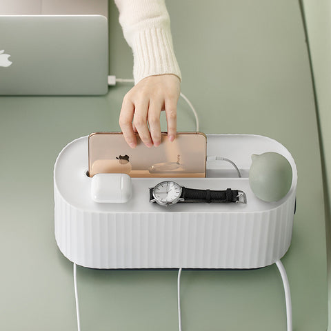 Boîte de rangement pour câbles de multiprise, cache-câbles anti-poussière, organisateur de prises de chargeur, poubelle de rangement de lignes réseau, gestion de câbles de chargeur.