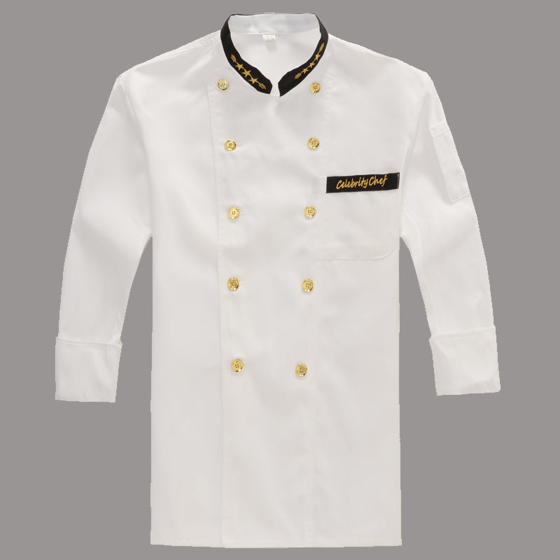Chef's Uniform Long-sleeved Overalls Long-sleeved Solid Color