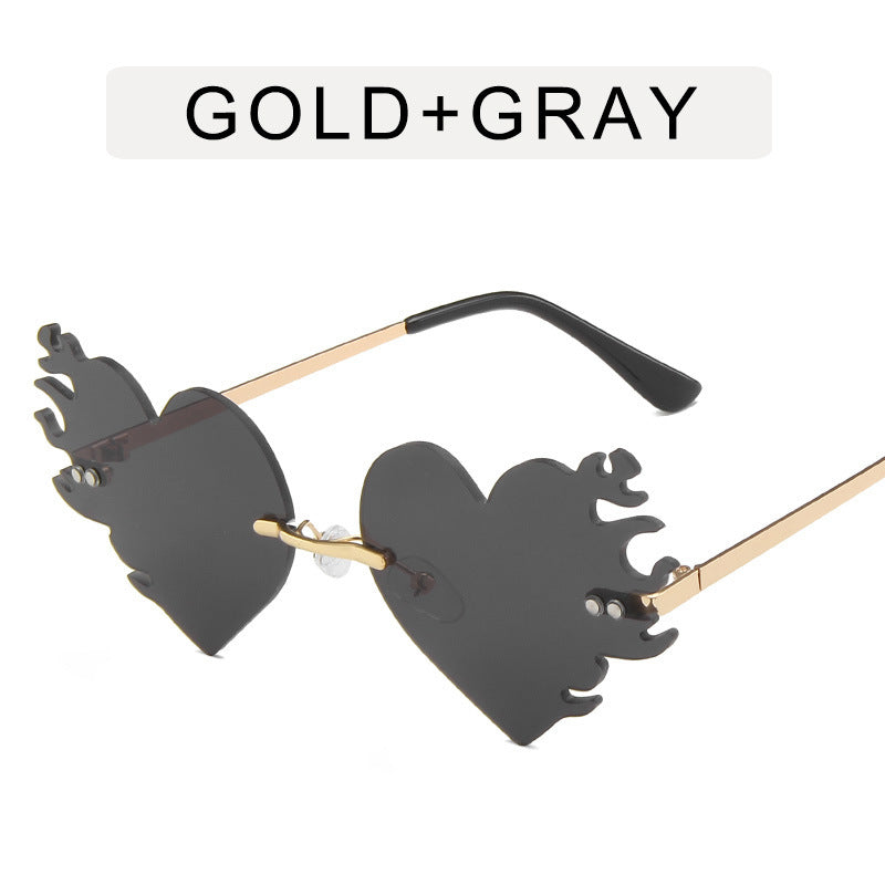 New Metal Frameless Love Flame Sunglasses - Fashionner