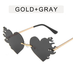 New Metal Frameless Love Flame Sunglasses - Fashionner