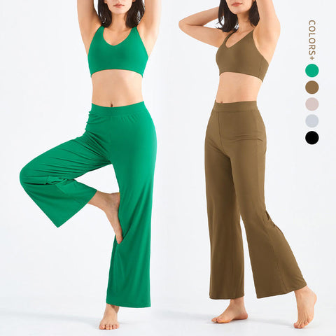 Pantalon de yoga ample évasé Athleisure à cordon de serrage