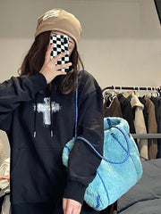 Women's Gingerbread Man Large Capacity Lamb Wool Shoulder Bag - Fashionner