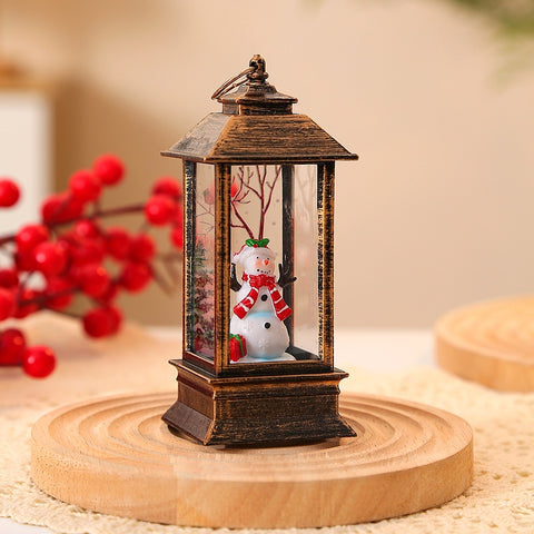 Lampe à Huile Portable de Noël Père Noël Lumières LED de Nuit Alimentées par Piles Lanternes Suspendues Intérieures Extérieures Décoration de Fête Festive