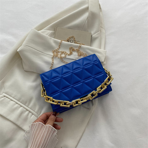 Solid Color Simple Chain Shoulder Bag - Fashionner