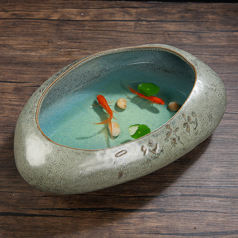 Non-porous Hydrocotyle Bowl Lotus Sleeping Lotus Lotus Flowerpot Cylinder Ceramic Stone Succulents Extra Large Hydroponic Vessel