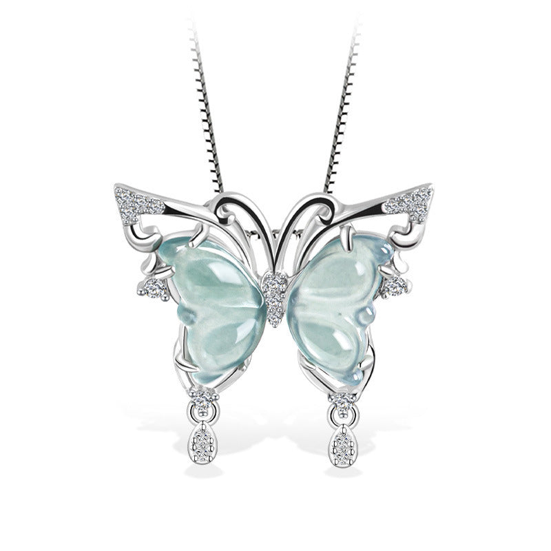 Ice Jade Stone S925 Silver Inlay Women's Fashion Rings Ear Studs