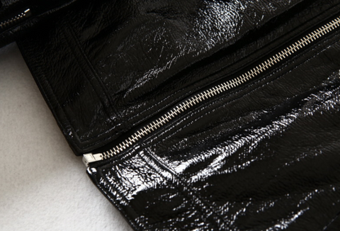 Black Bright Leather PU Short Motorcycle Leather Jacket Women's Jacket - Fashionner