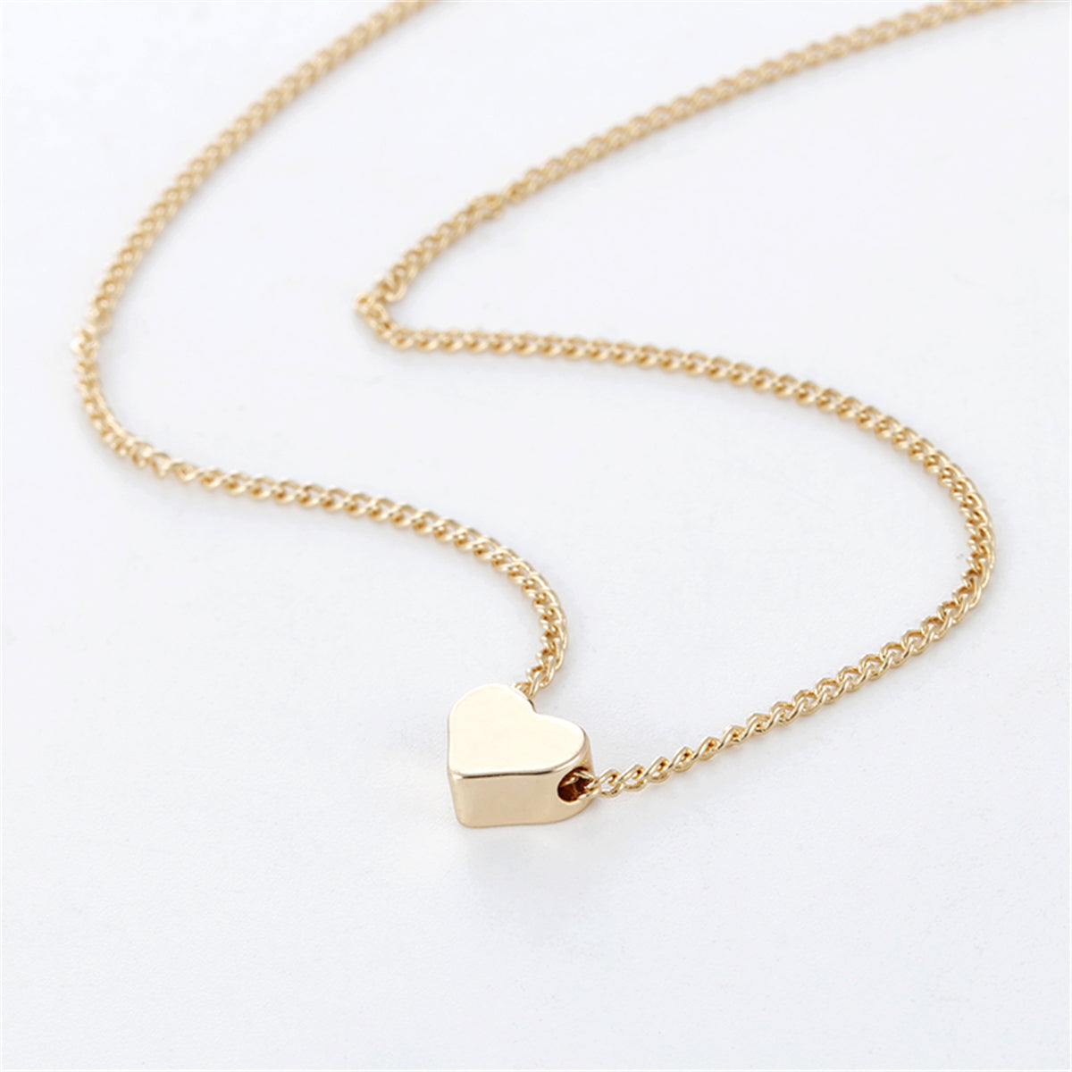 Simple Fashion Gold Color Double-sided Love Pendant Necklaces Clavicle Chains Necklace Women Jewelry Valentines Day Gift - Fashionner