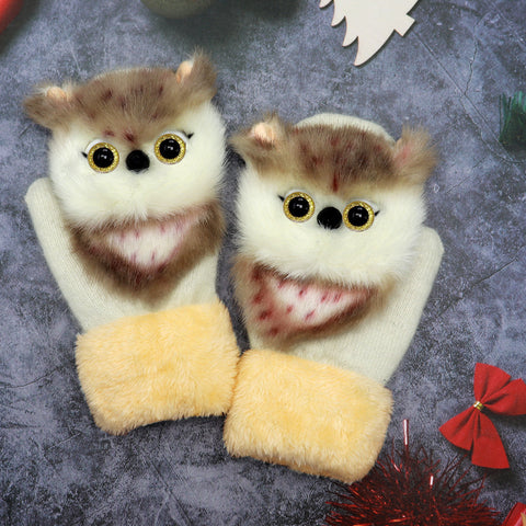Gants d'hiver en peluche animaux pour femmes