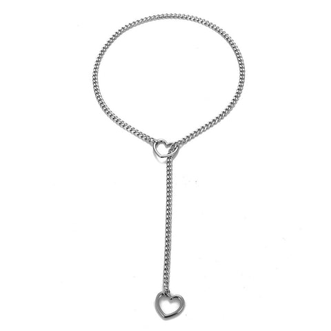 Collier réglable en forme de cœur, maille cubaine