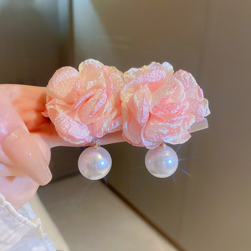 Buy Silver Needle Girlish Wrinkled Heart Flower Cat'S Eye Pearl Earrings For Women Elegant Studs online at Fashionner.