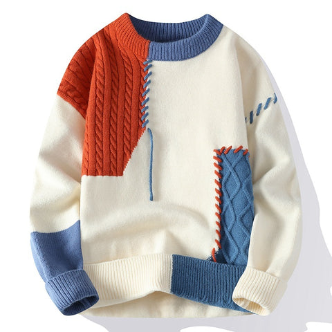 Pull colorblock Pull-over Hiver Mode Manche longue Vêtements pour hommes