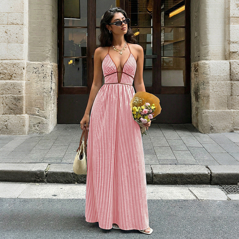Buy Women'S Striped Strappy Dresses Fashion Summer V-Neck Maxi Dress Party Beach Evening Dress Women'S Clothing online at Fashionner.