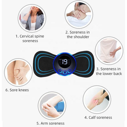 EMS Masseur de Cou à Impulsion Électrique Patch de Massage Cervical Autocollant Dorsal Stimulateur Musculaire Portable Soulagement de la Douleur Relaxation Masseur