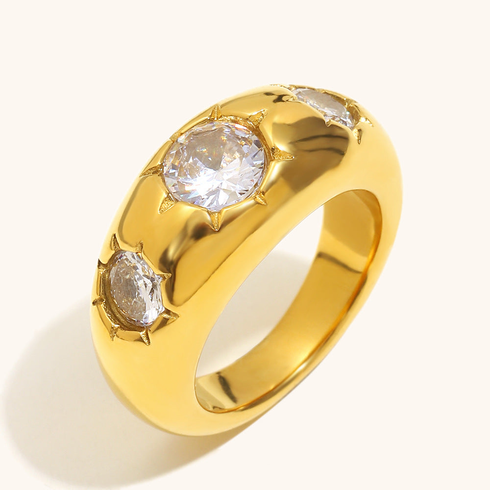 Buy Womens Stainless Steel Ring In Gold-Champagne Color online at Fashionner.