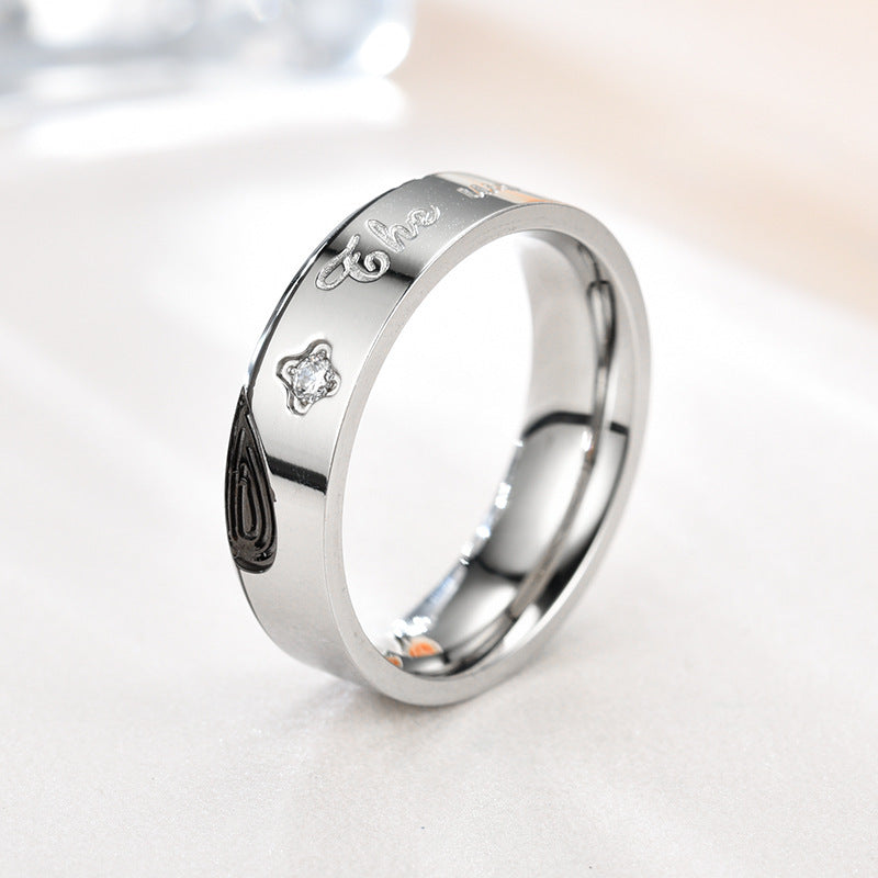 Stainless Steel Couple Ring Micro Inlaid Zircon Couple Rings