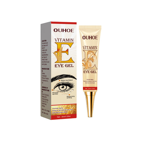 Crème Contour des Yeux à la Vitamine E, Atténue Cernes et Pattes d'Oie, Raffermit et Hydrate