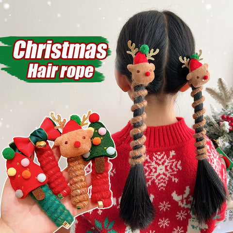 Jolies filles bande élastique en caoutchouc Noël enfants fil téléphonique cheveux spirale bobine festive habiller les accessoires de cheveux d'enfant coiffure