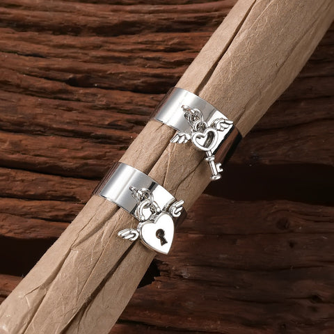 Bague Ajustable Verrou et Clé pour Couples