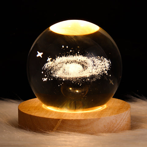 Ciel étoilé lumineux et planètes Lune Cristal de Lune Veilleuse Lampe de projection Lumière d'ambiance Cadeau créatif Nouveau cadeau insolite