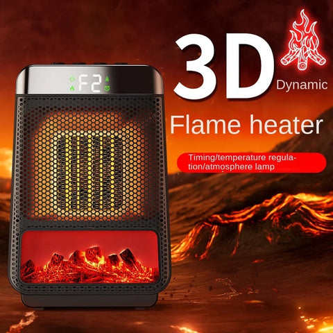 Chauffage Soufflant Flamme 3D Dynamique Radiateur de Salle de Bain 1500W Portable Électrique Domestique ECO Chauffage Rapide PTC Tête Pivotante
