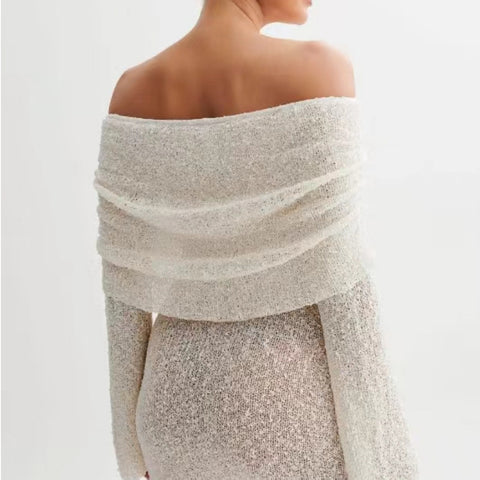 Robe courte à manches longues et épaules dénudées avec découpes pour femmes