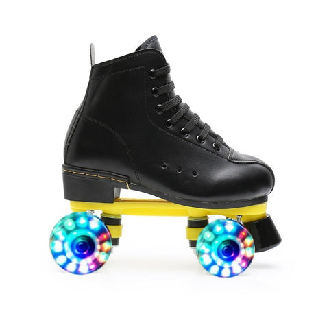 Borg Adult Double-rangée Patins à roulettes à quatre roues en cuir de vachette PU Flash Complet