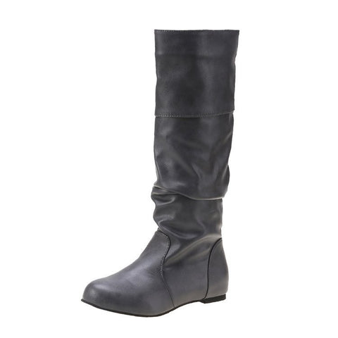 New Flat Boots Round Toe Slip-on Slimming - Fashionner