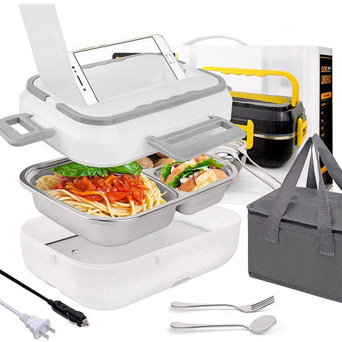 Kitchen ware 1.5L Cookware Sets Heater Portable Electric Lunch Boxes stainless steel Container with Insulation Bag for Car Truck - Fashionner