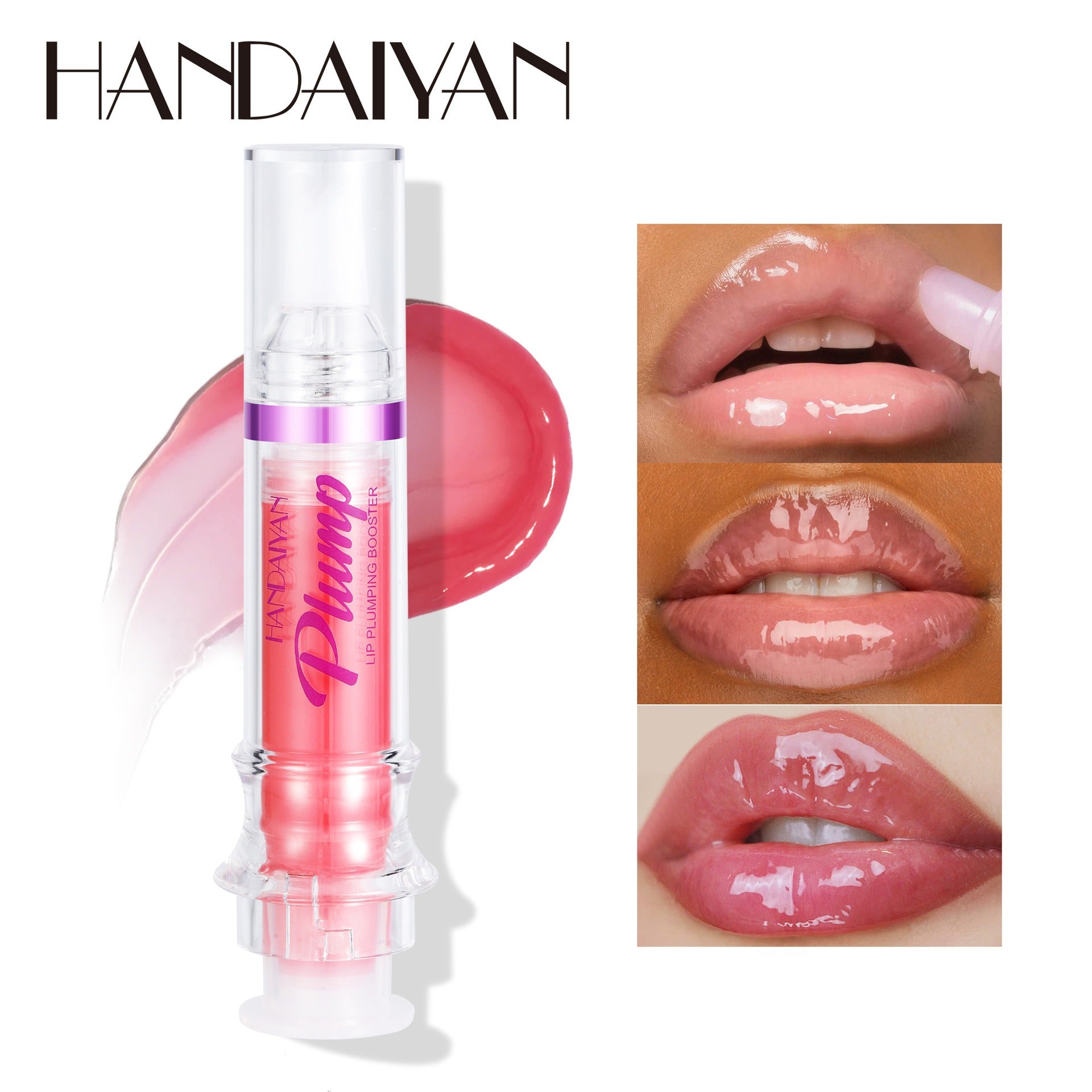 HANDAIYAN PLUMP & POUT Lip Plumping Booster Gloss, High Shine for Plumper Looking Lips,Extreme Shine Crystal Volume Lip Oil - Fashionner
