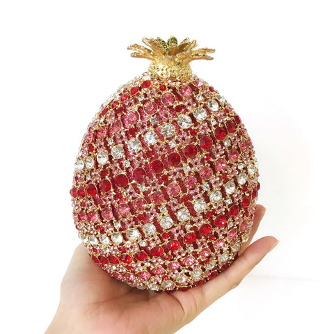 Sac de banquet en cristal en forme d'ananas avec incrustation de diamants en l'air