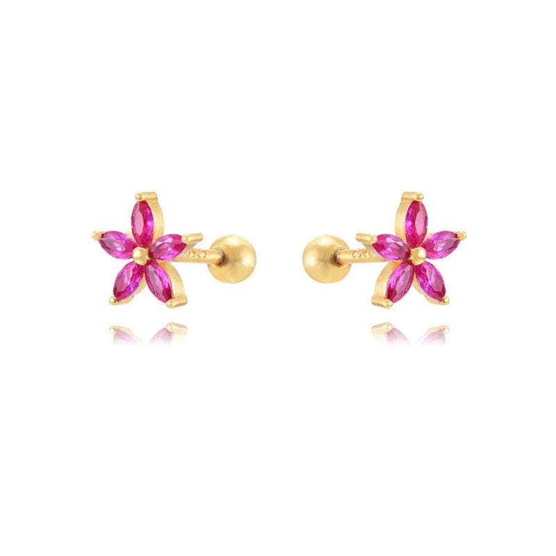 Buy Womens Color Zircon Purple Bauhinia Flower Earrings online at Fashionner.