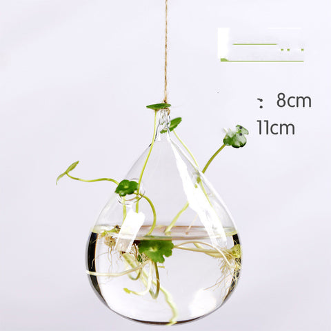 Vase suspendu en verre transparent simple, petite bouteille suspendue hydroponique