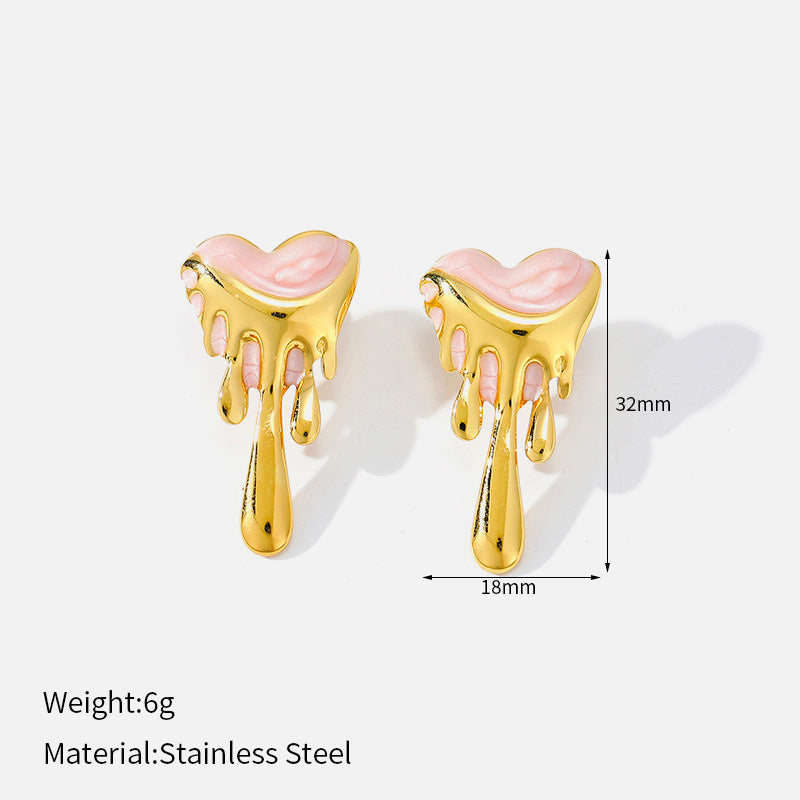 Buy Lava-Drip Oil Heart Earrings And Necklace online at Fashionner.