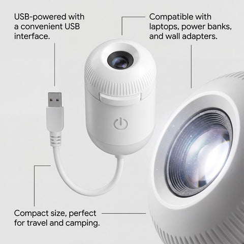 Veilleuse de projection - Lampe ciel étoilé alimentée par USB pour chambre d'enfant, éclairage d'ambiance
