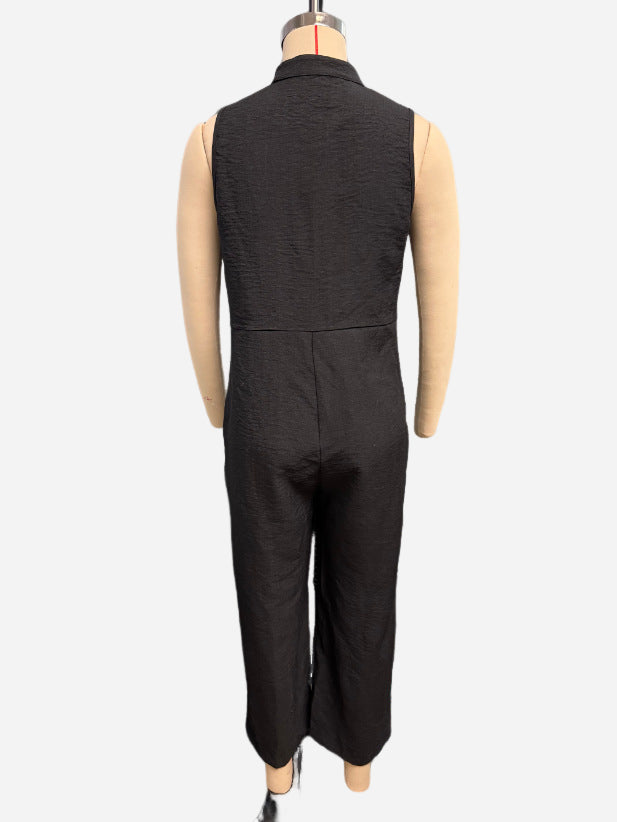 Buy Summer Sleeveless Jumpsuit With Pockets Fashion Casual V-Neck Buttons Trousers Women'S Overall Pants online at Fashionner.