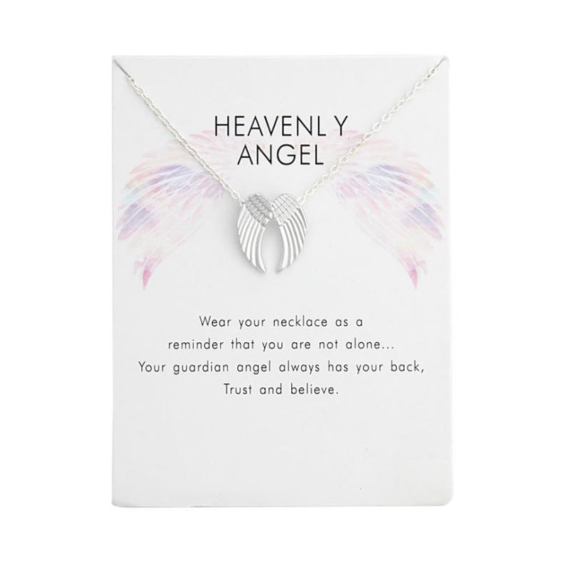 Fashion Jewelry Ladies Pendant Angel Wings Card Necklace - Fashionner