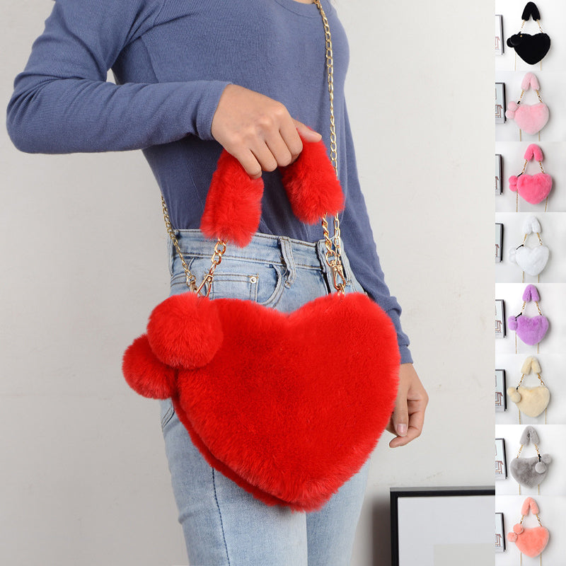 Love Bags Soft Plush Handbags Women Valentine's Day Party Bag - Fashionner