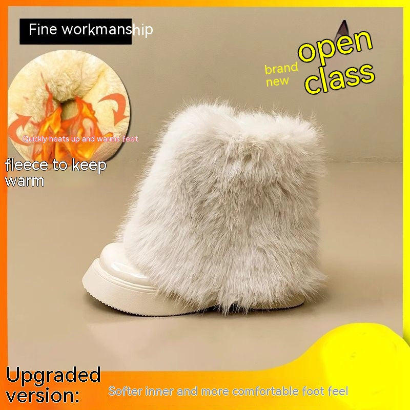 Snow Boots Winter Fleece-lined Thermal Furry Shoes - Fashionner