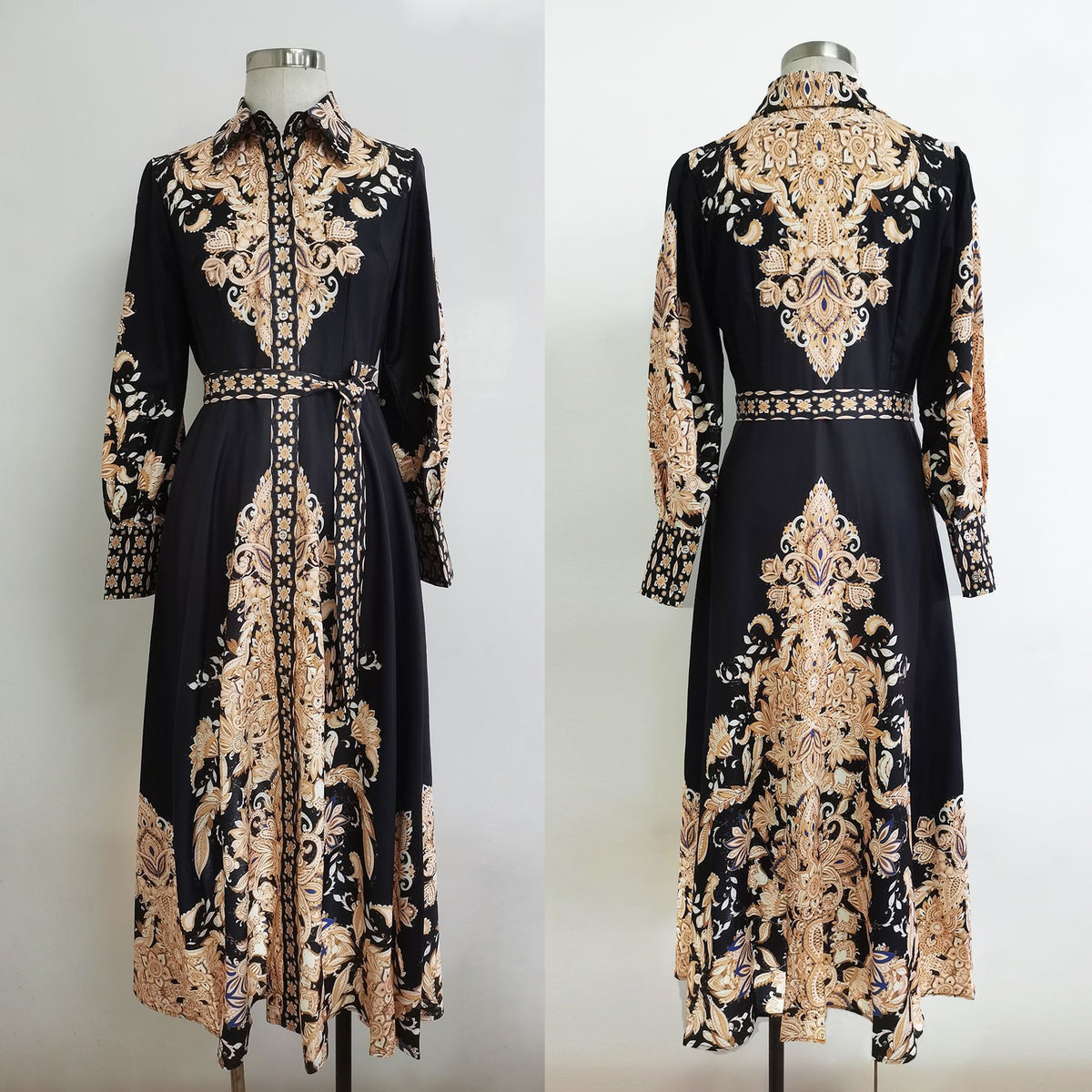 Robe trapèze à imprimé arabe pour femme musulmane
